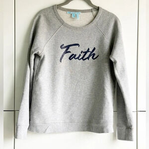Draper James by Reese Witherspoon Faith Sweatshirt Size Small Gray Navy God